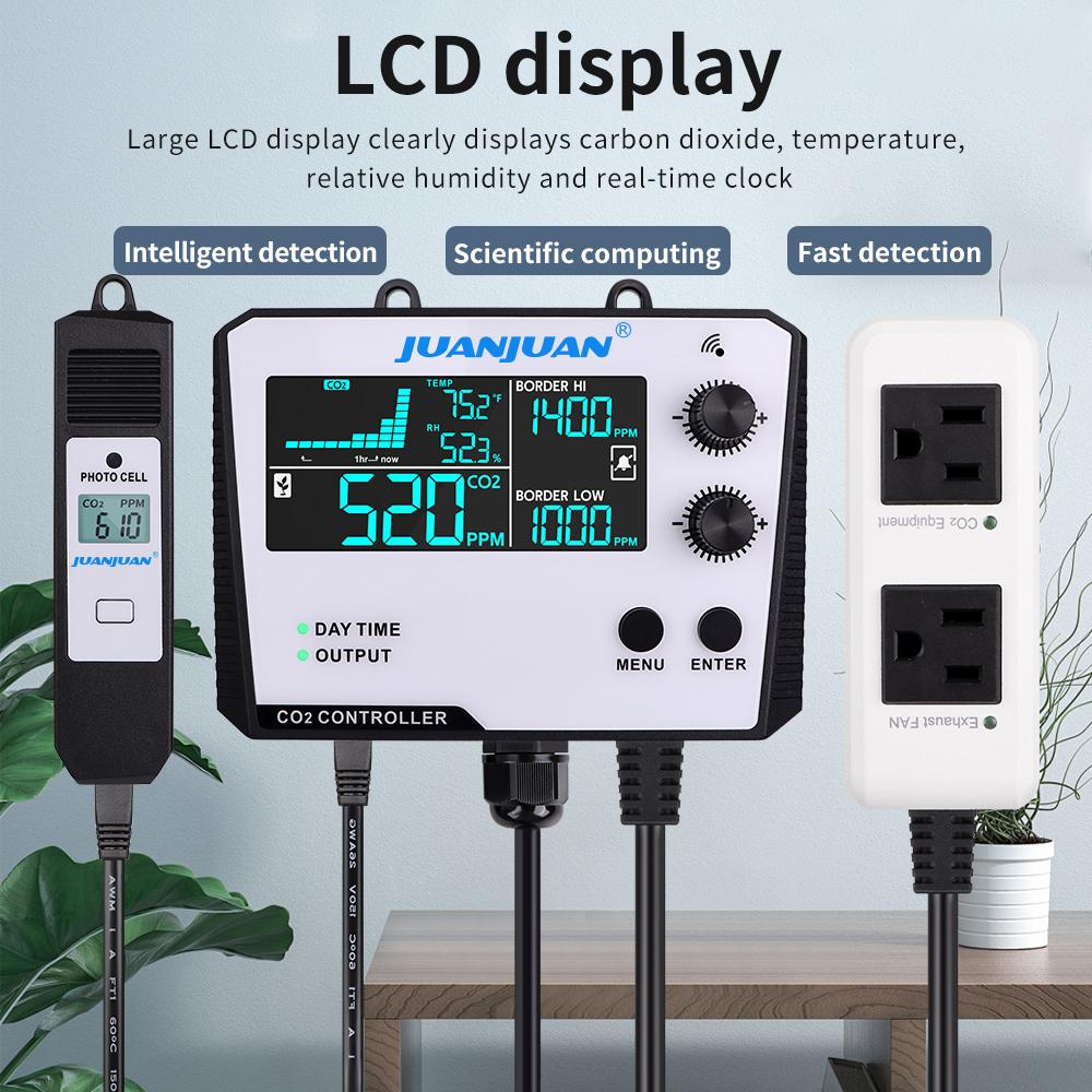Digital CO2 Controller Air Quality Monitor 0~5000ppm CO2 Concentration Detector Carbon Dioxide Regulator for Plant Greenhouse