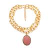 Fashion Trend Casual Versatile Alloy Resin Pendant Double Chain Daily Commuter Women's Necklace