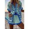 European and American Personalized Large Size Digital 1D Printing New Casual Summer Top Women's Suit 1116