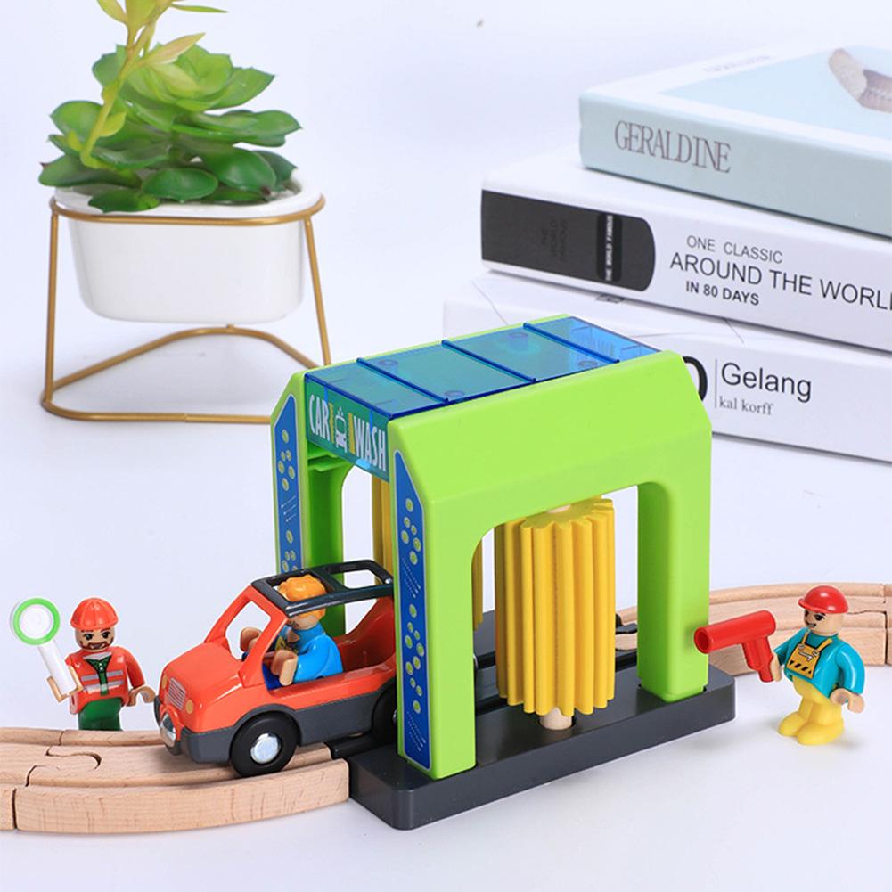 Kinder Polizeistation Zugstrecke Spielset Spielzeug Stadtszenen Autowaschraum Feuerwehr Rollenspiel Spielzeugset