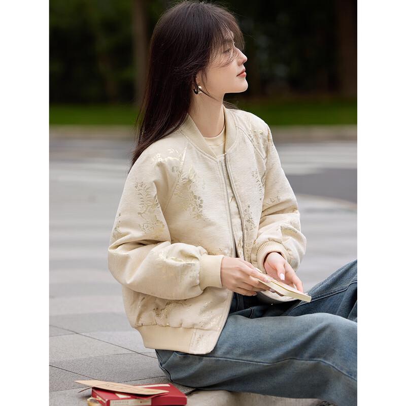 XWI Women's New Chinese Style Jacquard Baseball Jacket