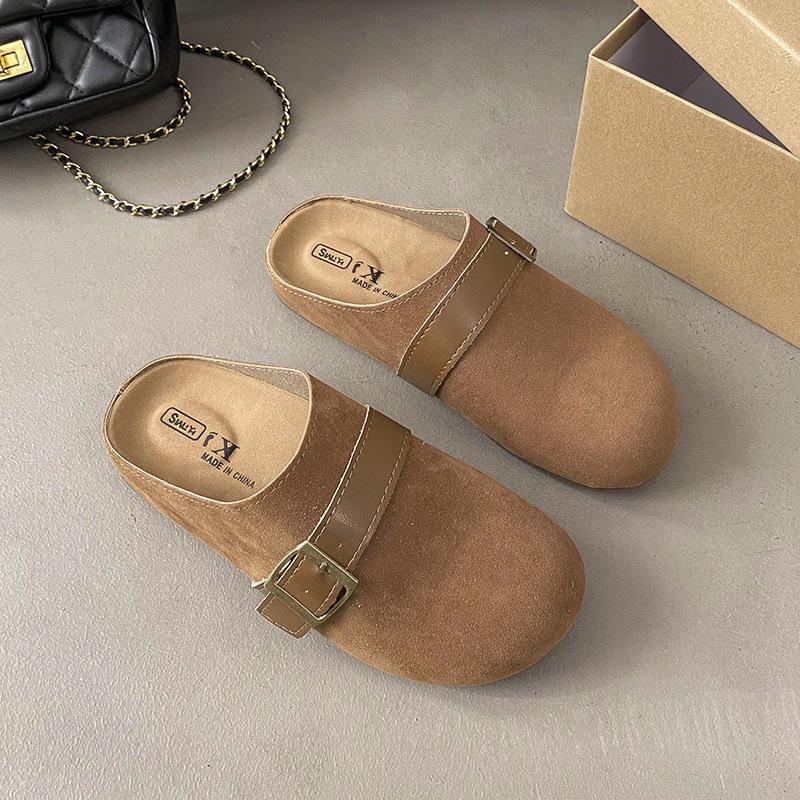 

Баотоу полушлепанцы женские 2025 новая весна и лето интернет-знаменитость мода плоский бант острый носок мюли сандалии 40 верблюд