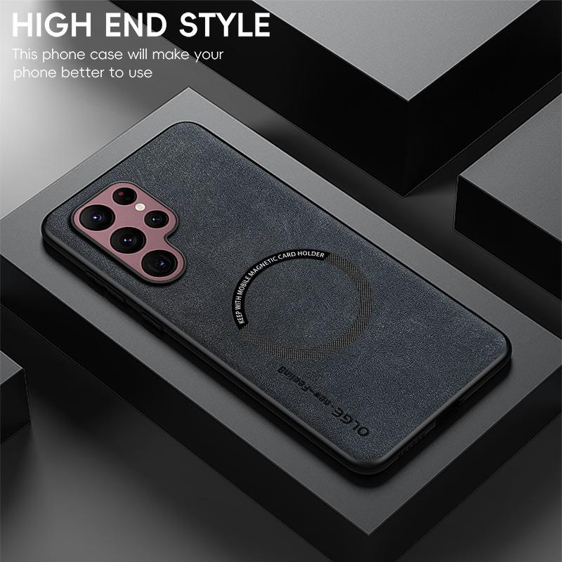 Hülle für Samsung S26 S25 S24 S23 S22 S21 S20 plus ultra Neue magnetische Saug-Schutzhülle aus Schafsleder Kabelloses Laden schlicht