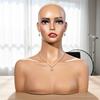 PVC Mannequin Bust Skin Toned Head with Shoulders Smooth Hairpiece for Photo Shoots