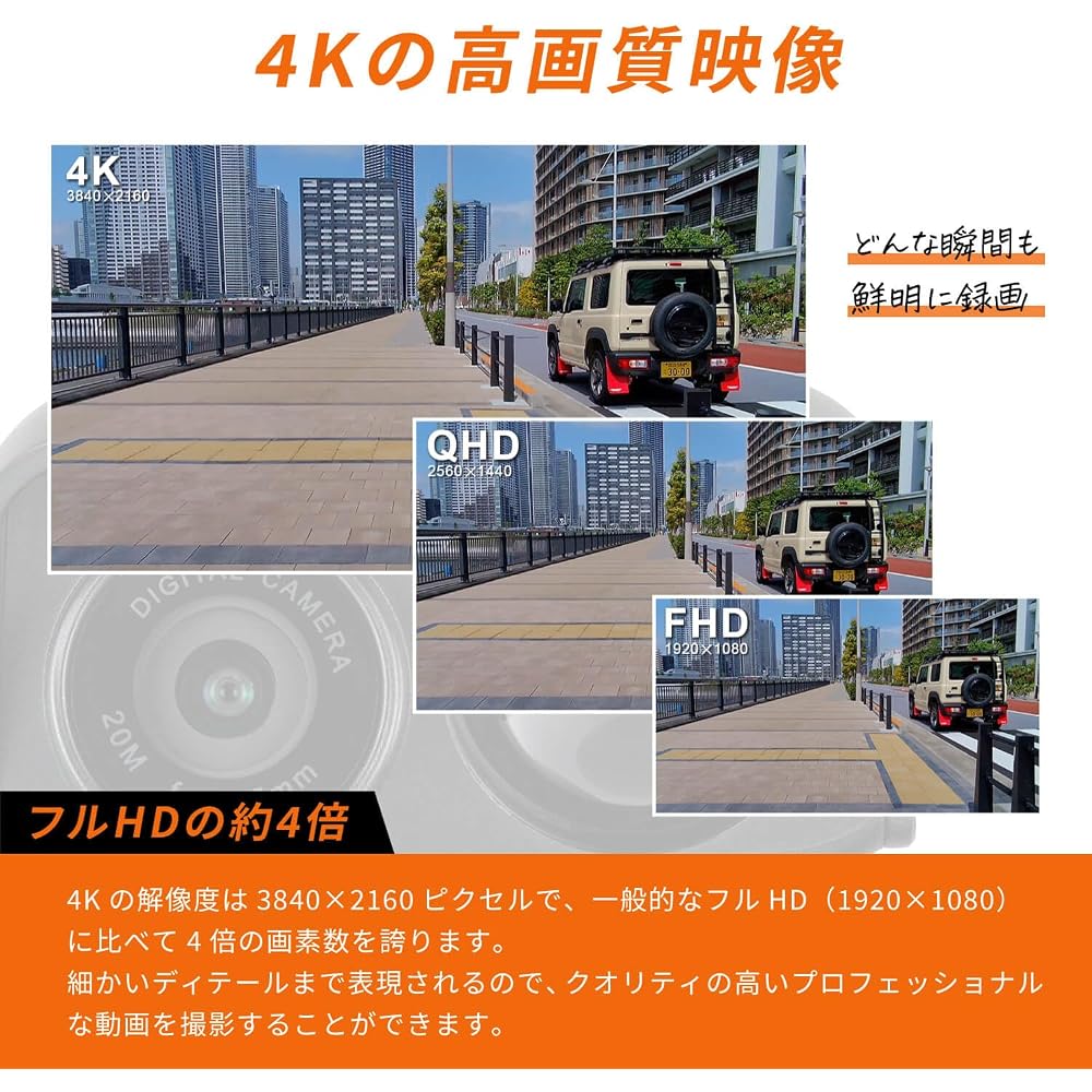 Seiwa RAY19 4K Action Camera with Monitor 60fps IPX4 Waterproof Loop Recording Black