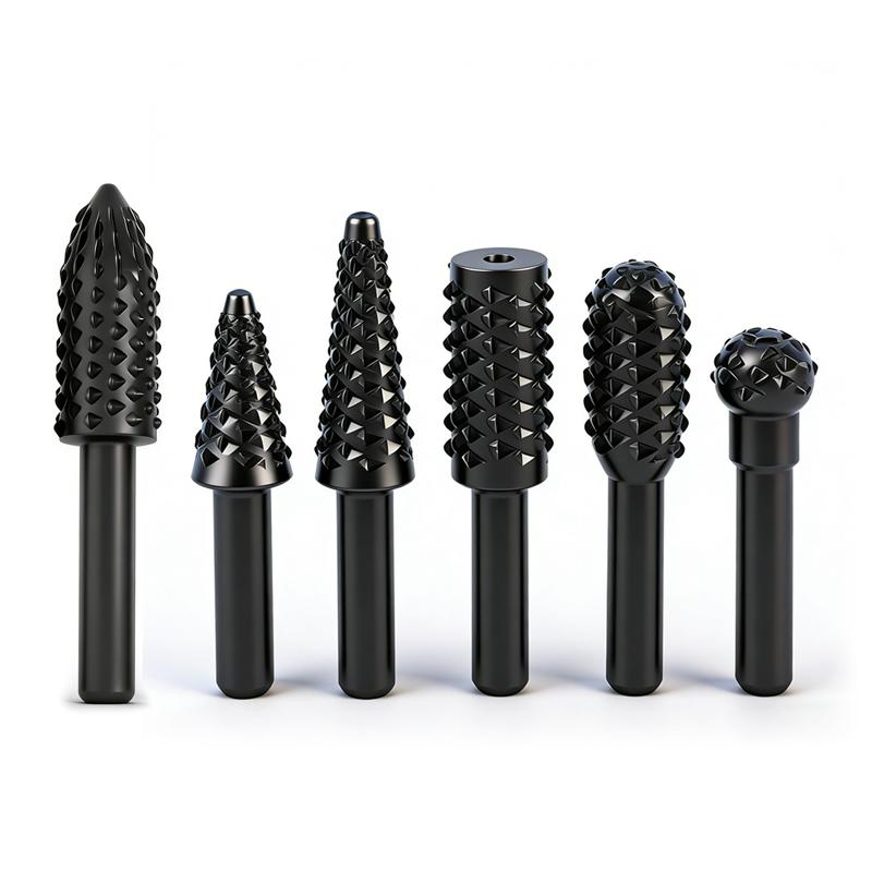 6-Piece Woodworking Rotating Irregular-Shaped File Set Steel Files with Round Handles Grinding and Polishing Tools Deburring чёрный