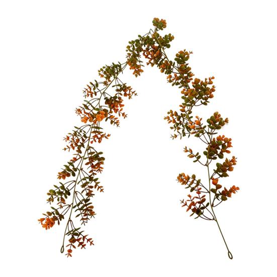 Realistic Plastic Bouquet for Home Artificial Fall Eucalyptus Garland, Autumn Money Leaf Vine Faux Greenery Maintenance Free Floral Decor Thanksgiving