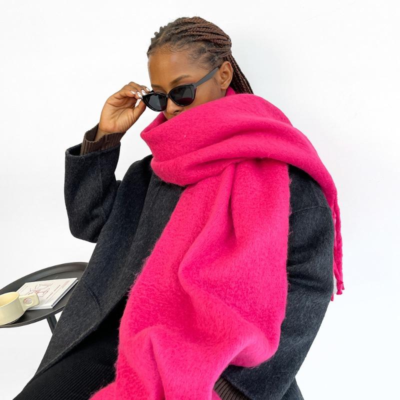 New mohair scarf vacuum packaging women's solid color scarf warm shawl