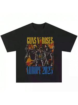 2025  EUROPE 2023 Rock Band T-Shirt American Vintage Short Sleeve Vintage Fashion High Quality Luxury Brand Ins Y2k