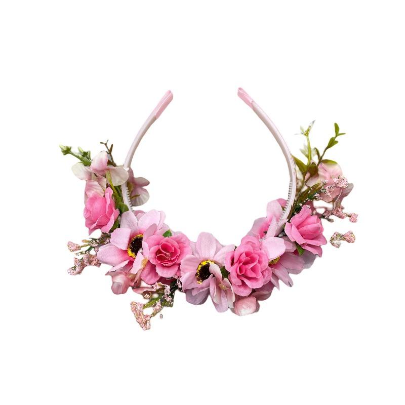 New product simulation daisy headband European bridesmaid headwear sweet and cute fake flower headband розовый
