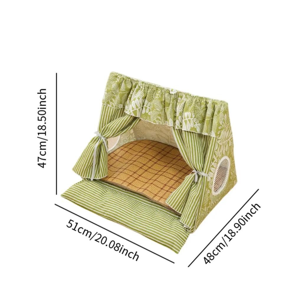 Cute Cat Tent House Removable Clean Dog Tent Bed Breathable Cool Cats Summer Cave Large Space Puppy Kitten House Pet Accessories