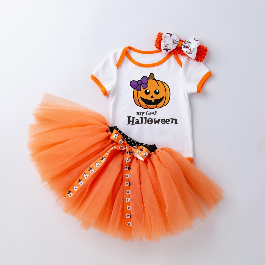 Baby Girls Kids Skirts Set 3PC Romper+Skirts+Headband Halloween Outfits