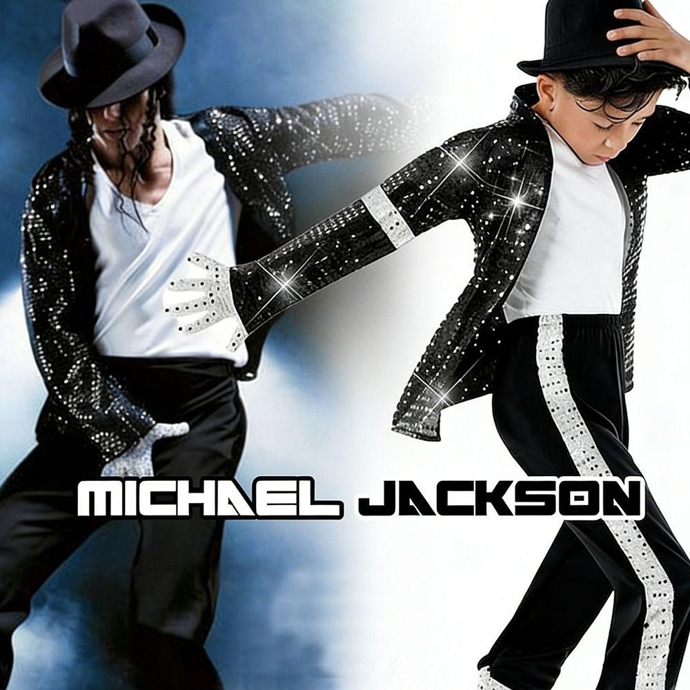 Role-Play Billie Jean Cosplay Clothes Carnival Party Black Suit Dance Costume  Kids Boys Girls