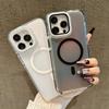 For iPhone 15 Pro Max Magnetic Case TPU Acrylic Phone Back Cover with Lens Film and Kickstand