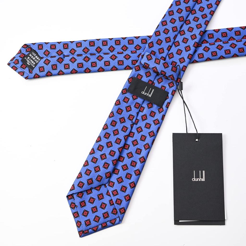 Dunhill Day Navy 8cm Printed Made In Italy Father's Men's Tie, Wide, 100% Silk, Gasket, 23RPTP4G5472, [Product Code 23RPTP4G5472]