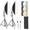 Studio Photography Light Kit Softbox Lighting Kit with 50x70cm Softbox *2 + 80W Bi color LED Video Light *2 + Metal