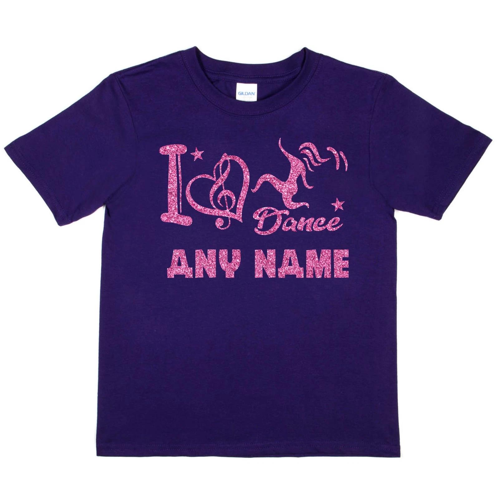 Kids Personalised T-Shirt I Love Dance Any Name Great For Dance Schools S