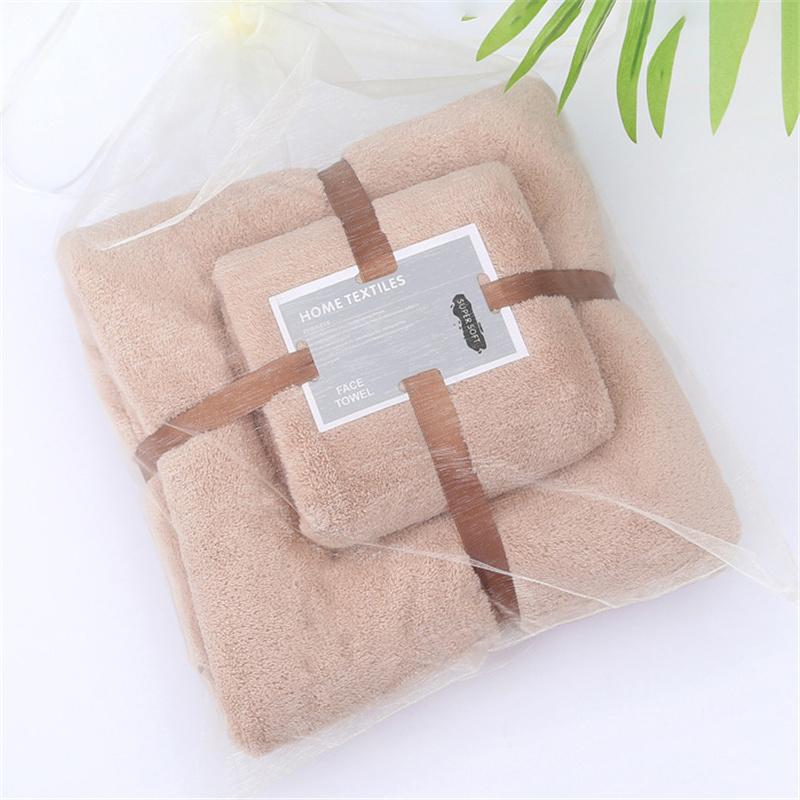 Thickened Coral Velvet Facial Towel +bath Towel Set Soft Absorbent Comfortable Gift Household Textiles Bathroom Supplies
