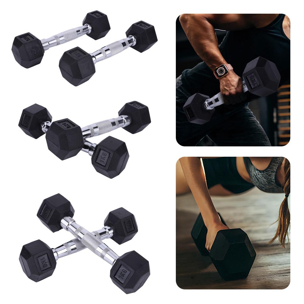 2PCS Hex Dumbbell 1KG Strength Exercise Versatile Support Fitness Dumbbell Full-Body Workout for Strength Training