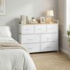 Commode, 7 Fabric Drawers, Metal Frame, Modern Style, White and Beige