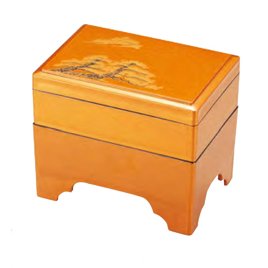 Wakaizumi Lacquerware, Eel and Rice Bowl Set, Palace-Style, Red and Gold Pear-Ground, Shinroi Matsuuchi Vermilion Lacquer, Two-Tier, 1-569-2