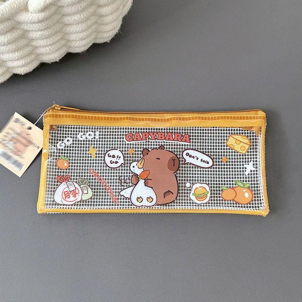 

Porpoise Capybara Bag Multi functional Stationery Bag Portable Zipper Bag Student жовтий