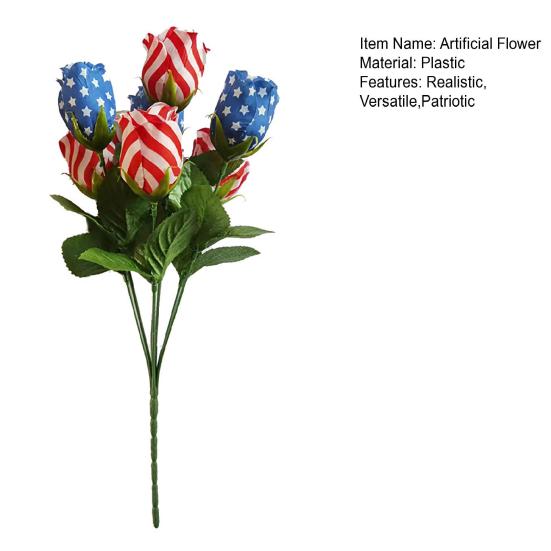 Independence Day Artificial Flower Arrangement for Memorial Day Patriotic Table Centerpiece And July 4th Faux Floral