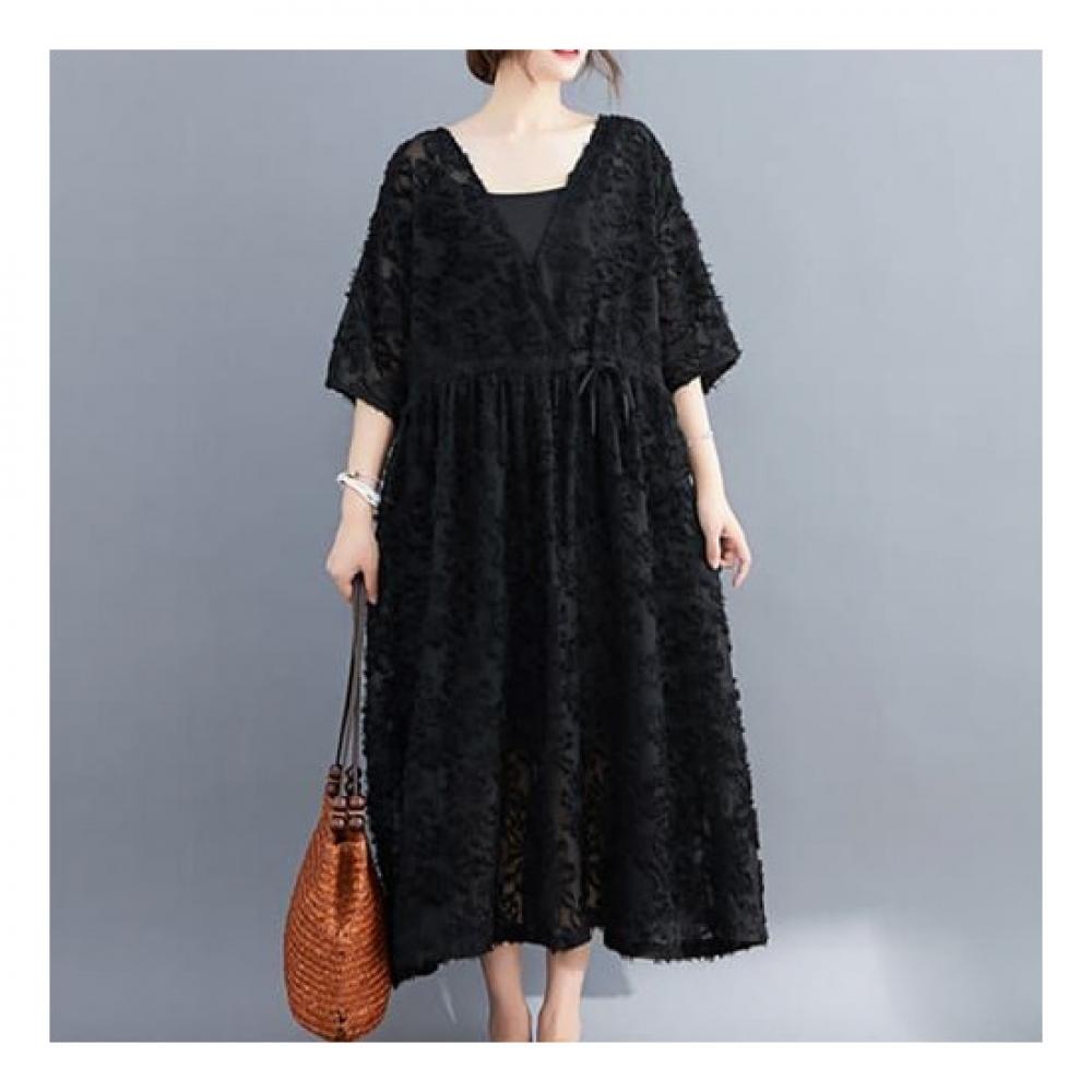 Navava Women Lace Short Sleeve Dress Two Piece Set No727