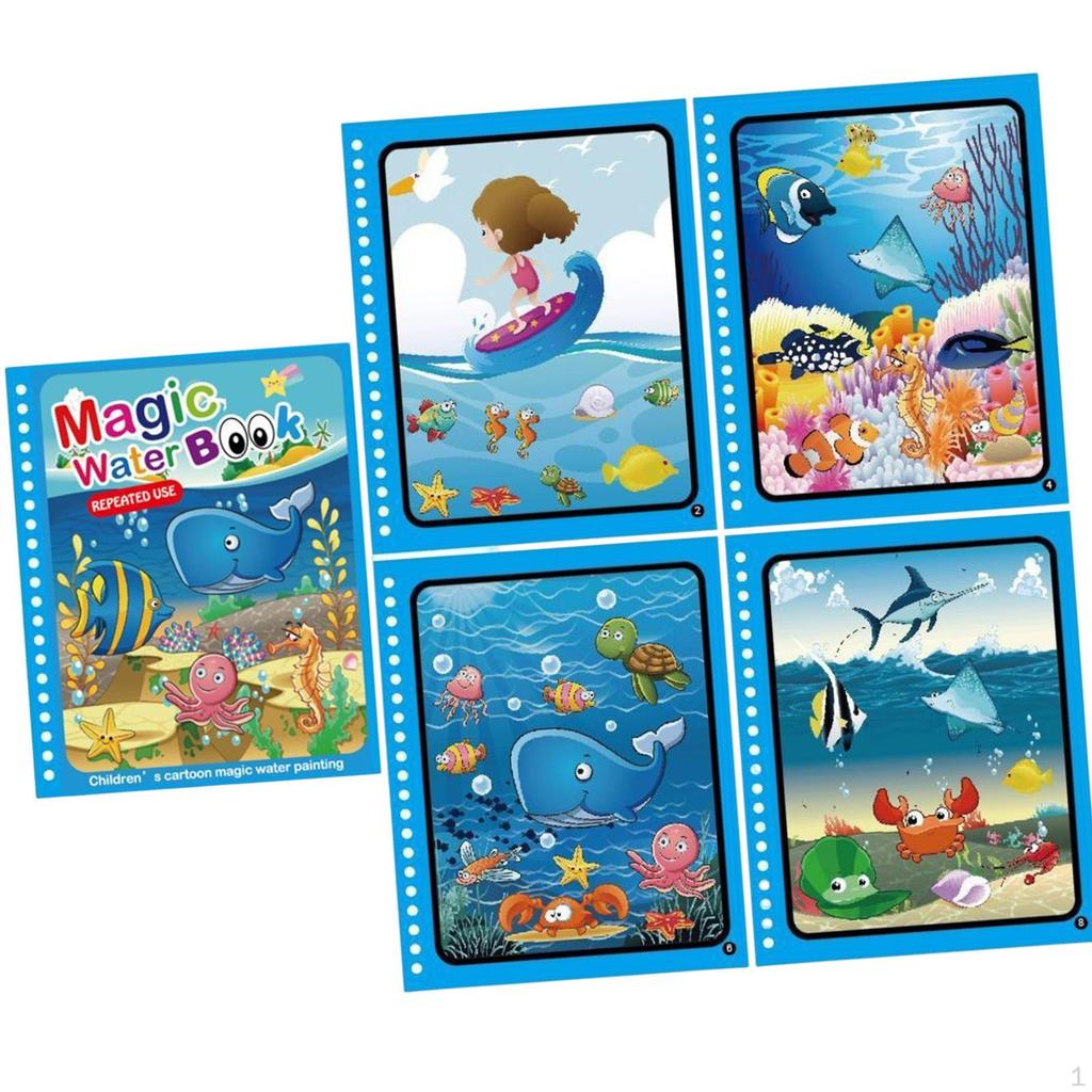 Adorable Water Painting Book, Arts Toy Colouring Book Reusable Drawing Tablet for Boys Girls