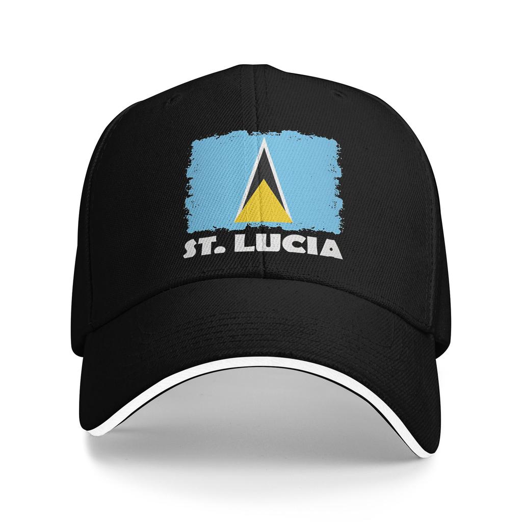 Saint Lucia Coat of Arms Baseball Cap Fashion  Sandwich Hat for Unisex Women Adjustable Hats Cap Outdoor