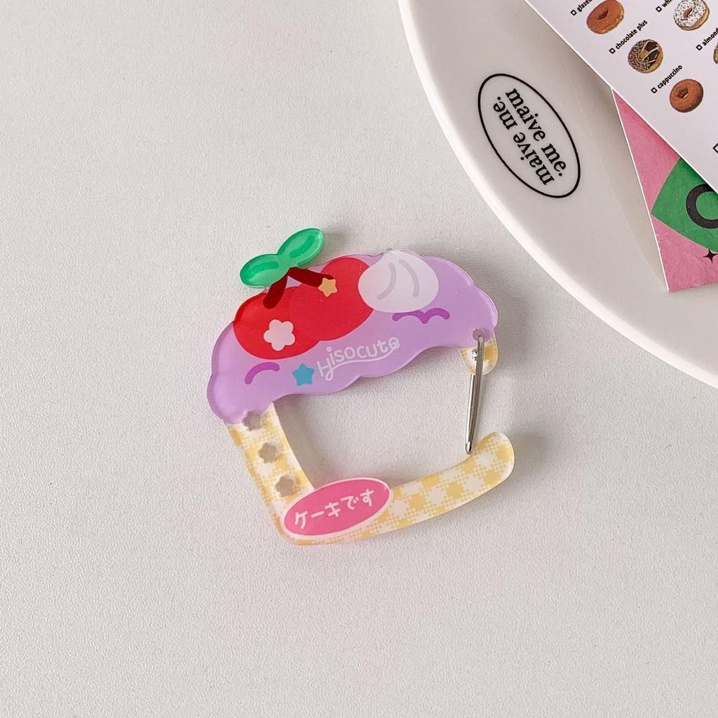 Kawaii Ins Style Acrylic Keychain Holder Cartoon Fruit Cupcake Star Shaped Bag Pendant Hook Cute Korean Style Key Hanging Decor