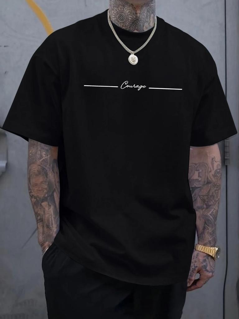 Mut Einfach Linie Bedruckte Herren T-Shirts Baumwolle Atmungsaktiv Kurzarm Trendige Lockere Kleidung Sommer Weich Mode T-Shirt