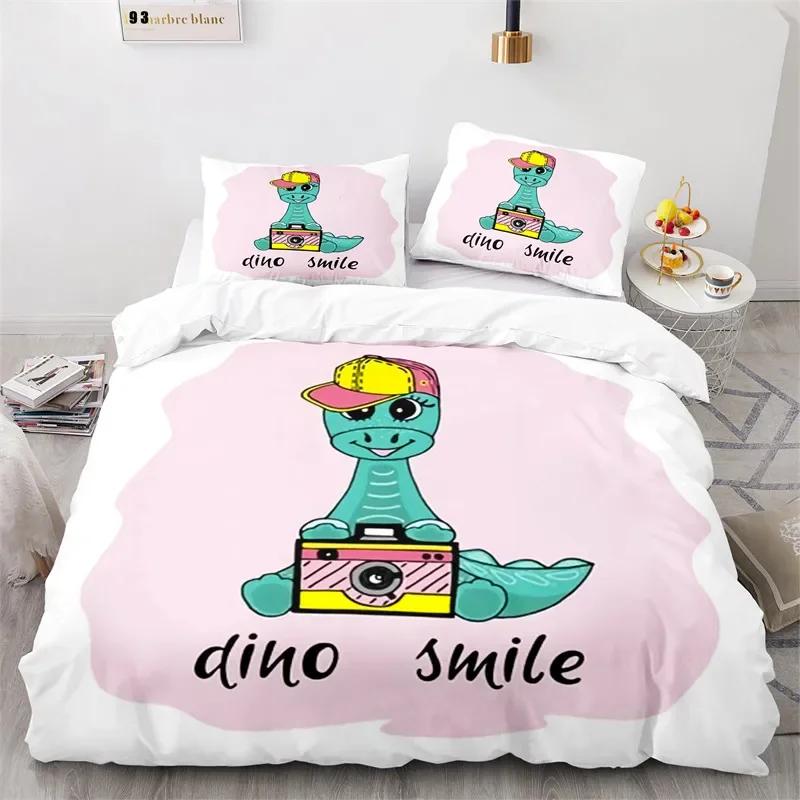 Bettbezug mit Cartoon-Dinosaurier, Mikrofaser, für Kinder, süßes Tier-Bettwäscheset, Jurassic-Serie, Doppelbettbezug für Mädchen, Jungen, Teenager