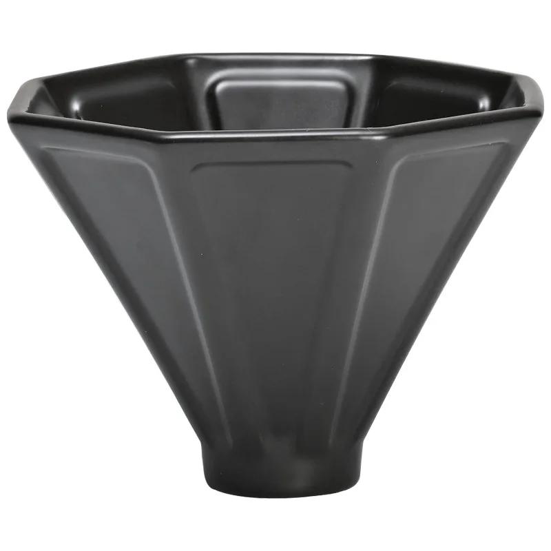 Åttkantig handkaffefilterkopp keramik svartvit hushållsåttkantig droppfiltertratt