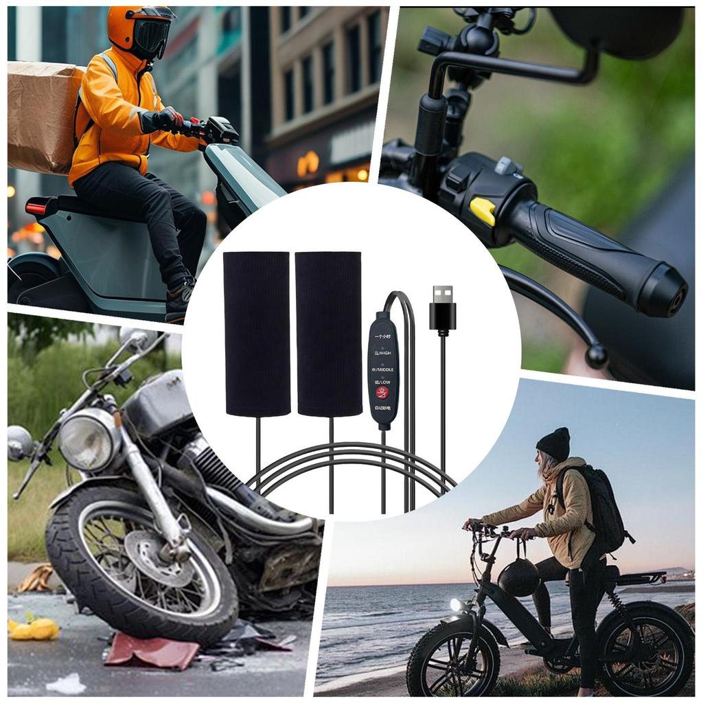 Motorrad Heizgriffe USB-betrieben Warmer Drei-stufige Temperatureinstellung Tragbar Handgriff Heizmatte Schnelles Aufheizen Kits