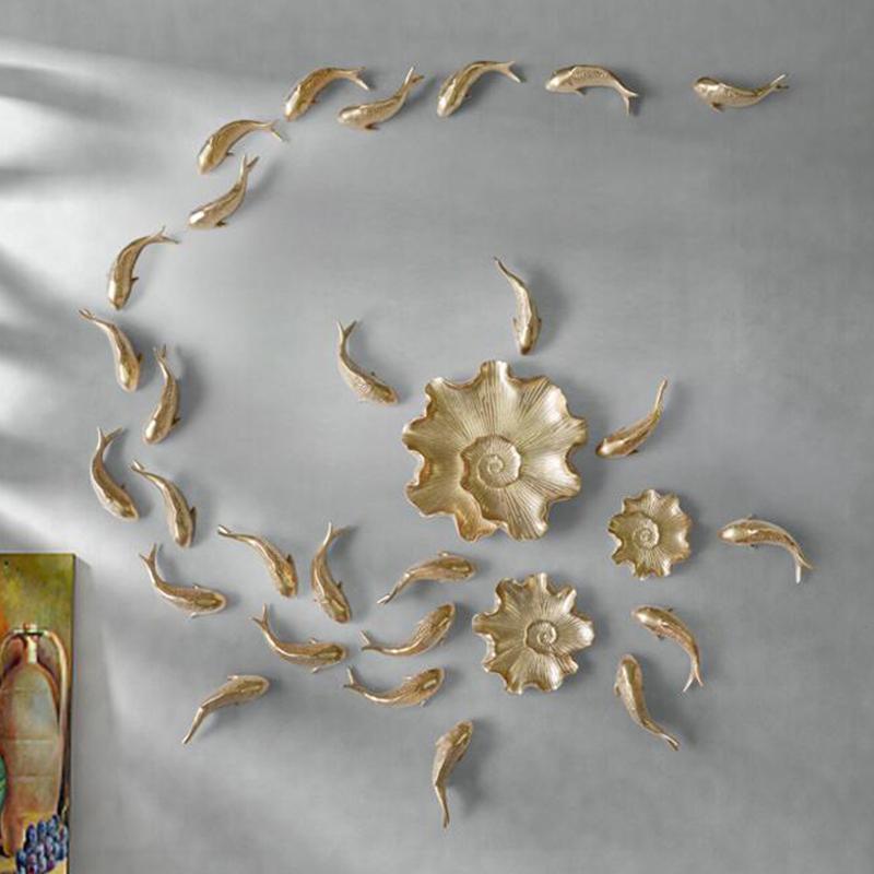Nowoczesne Żywiczne Ozdoby Wiszące na Ścianę w Kształcie Liścia Lotosu Rzemiosło Koi Estetyczne Dekoracje do Domu Salon Tło TV Naklejka Ścienna 3D Dekoracja Artystyczna