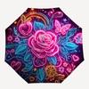 1pc Neon Rose Mandala Automatic Folding Umbrella - Portable Collapsible 8-Rib Umbrella for All Seasons yy251119175