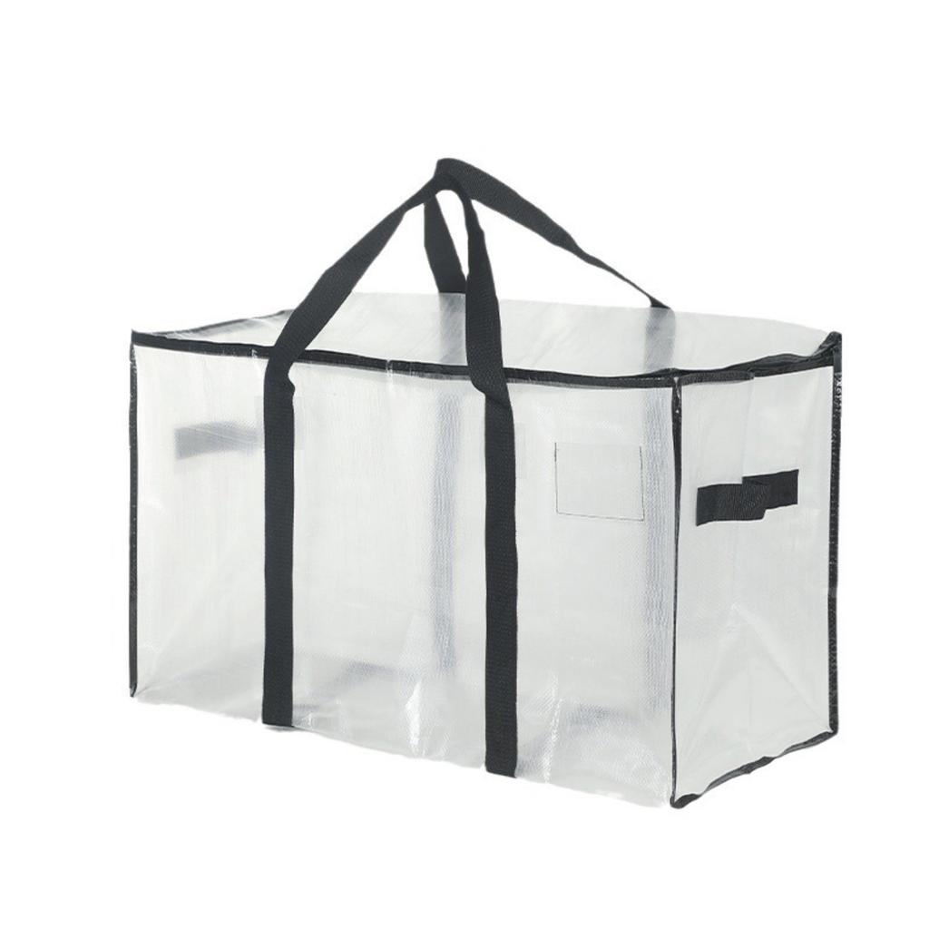 Large Transparent Thickened Storage Bag Woven Tote Bag for Blanket Clothes Moving and Household Organization Heavy Duty Durable