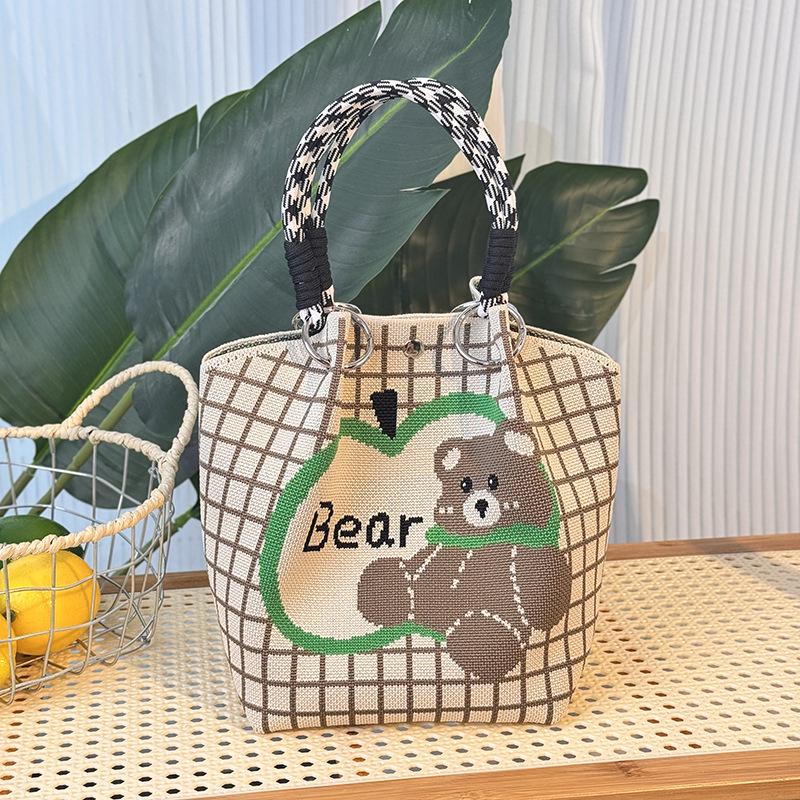 Koreanische & Japanische Strick-Tragetasche: Tragbare, großvolumige quadratische Tasche für Pendler & Ausflüge