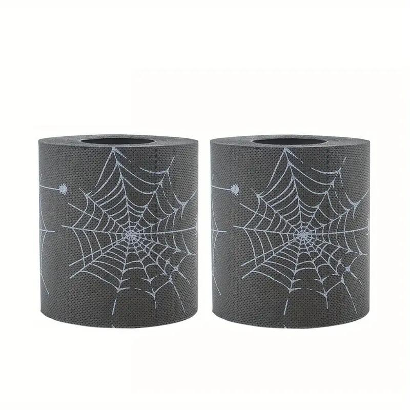 

2/4/6 шт. Черная туалетная бумага на Хэллоуин – 4-слойный крашеный рулон тиссью с принтом черепа и паутины для жуткого декора 2pcs