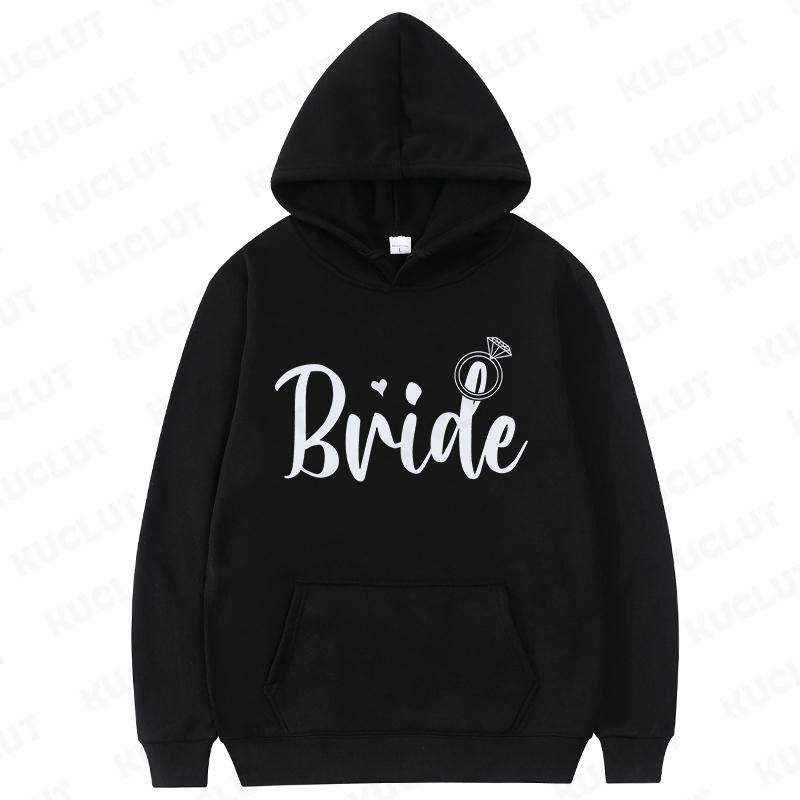 Fashion Team Bride Tribe Hoodies Women Ring Crown Print Soft Pullover Sweatshirts for Wedding Bachelorette Party Outerwears