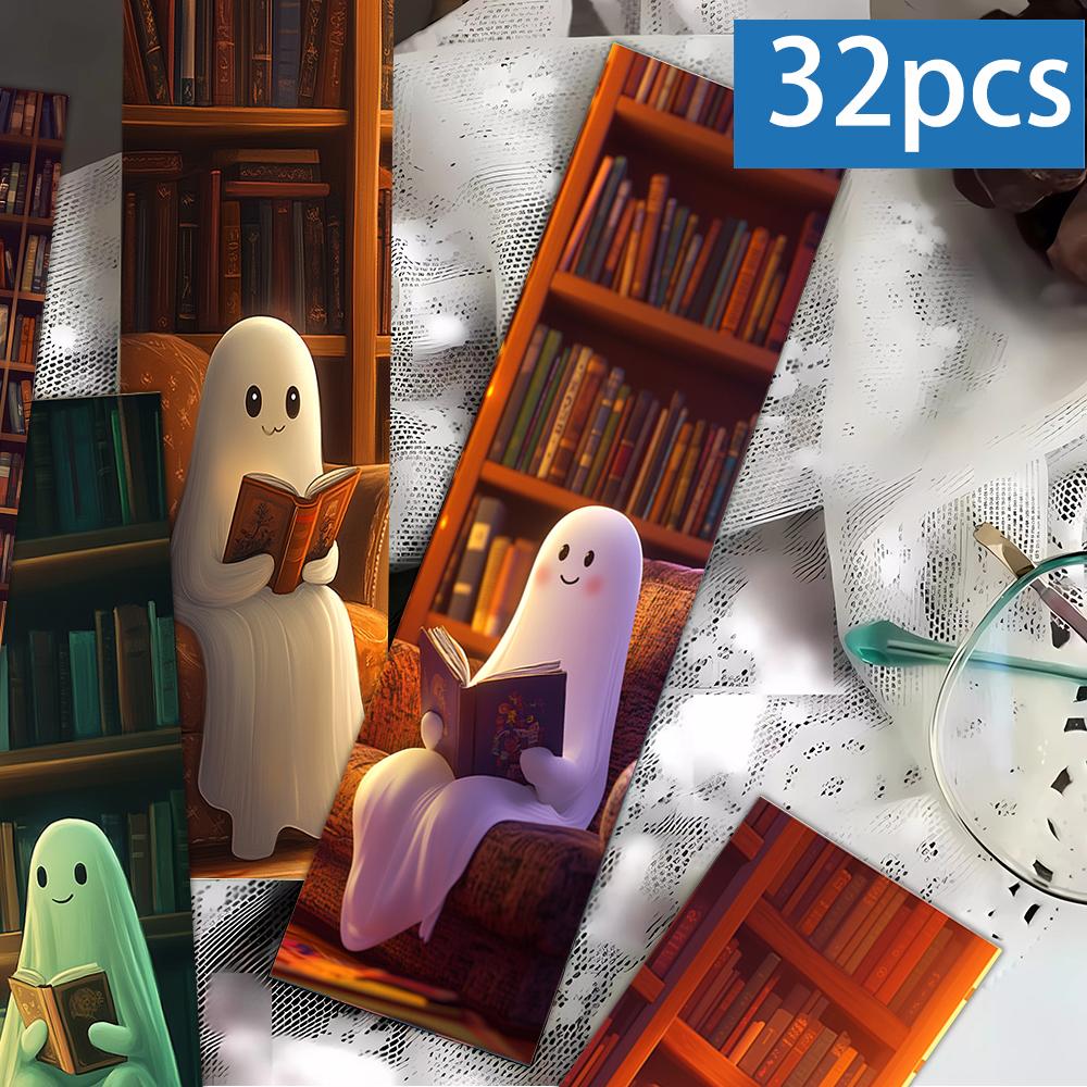 32pcs, quirky “Ghost Reading” bookmarks, Halloween, suitable for teachers, readers, and book lovers, birthday gifts