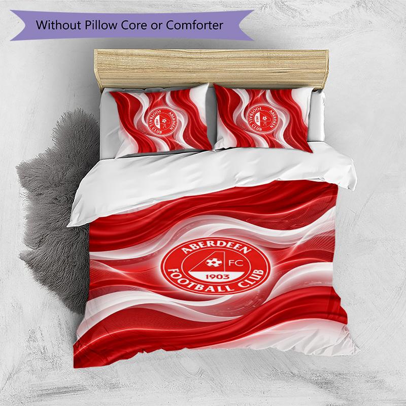 Set Biancheria da Letto Stampato Aberdeen FC 3 Pezzi Copripiumino Traspirante con Federe Biancheria da Letto Decorativa per Camera da Letto Casa