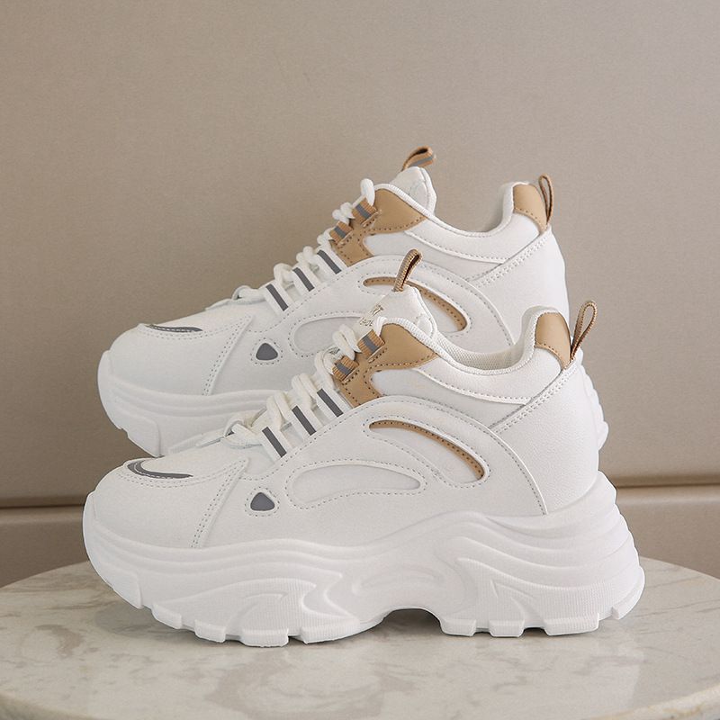 

Осень Новые Женские Массивные Кроссовки Корейские Увеличивающие Рост Подошвы Универсальные Повседневные Дышащие Толстые Туфли для Женщин 40