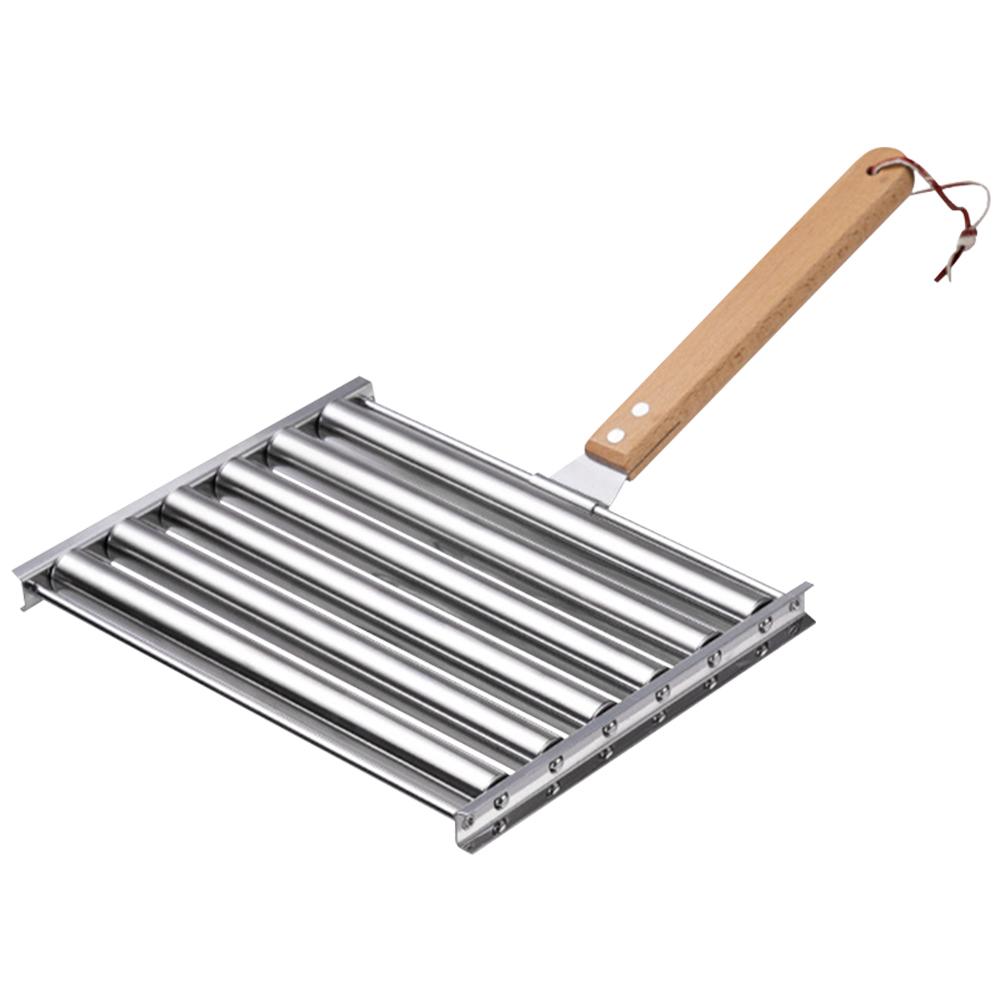Hot-Dog-Rolle mit Holzgriff Wurst-Rollenständer 5 Hot-Dog-Kapazität Hotdog-Rollen-Grill für gleichmäßig gegarte Hotdogs