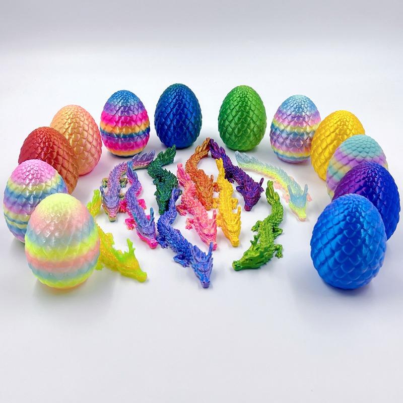 1PC Dragon and Dragon Egg Set Ornaments - Bright and Colorful Plastic Statues for Home Decor, Aquariums, Gardens Offices and Party Surprise Gift Boxes