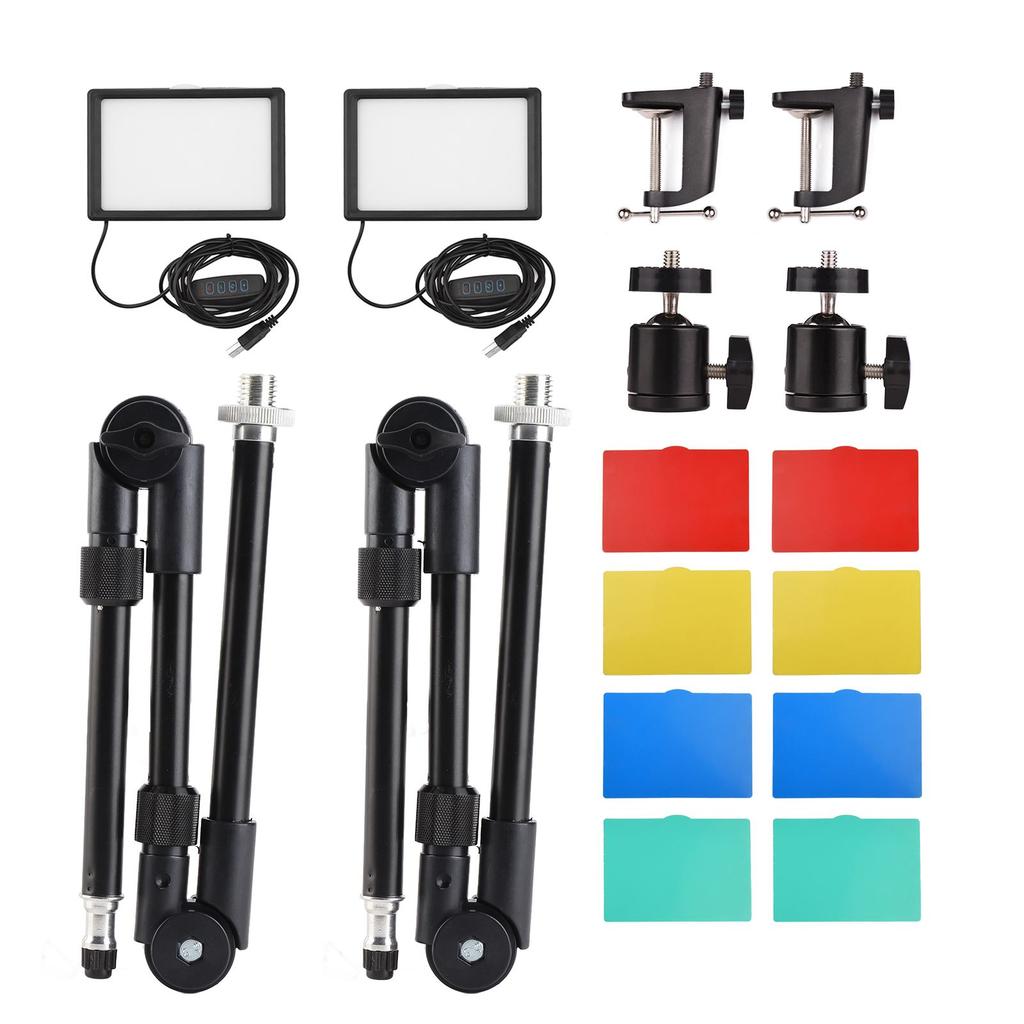 USB Dimmable Photography Lighting Kit LED Video Light with Ball Head Tripod 10 Color Filters Red Yellow Blue Green White
