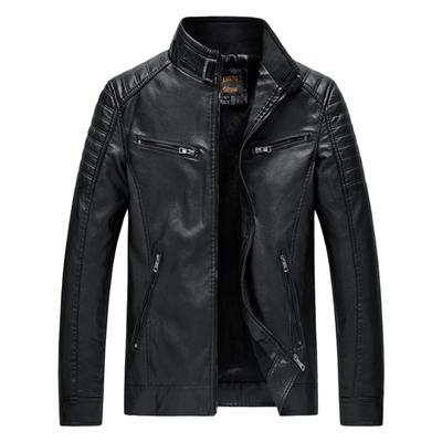 Autumn and Winter Men's Leather Jacket, Stand Collar, Trendy Leather Jacket, Handsome Motorcycle Jacket, Men's Jacket