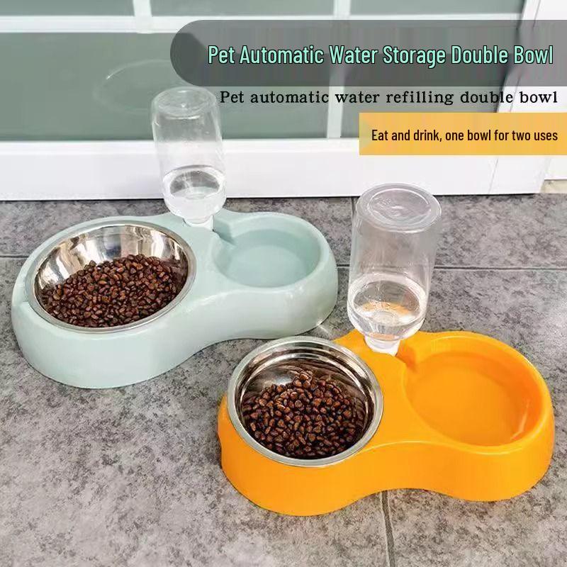 Dual Pet Bowl: Non-Slip Automatic Water and Food Bowl for Cats & Large Dogs