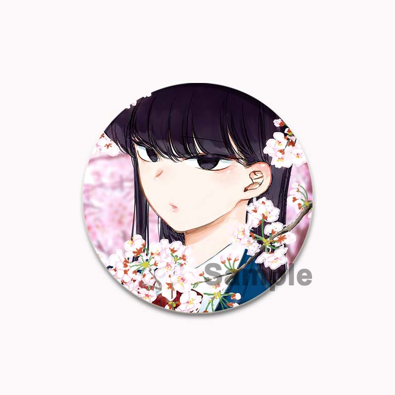 32/44/58mm Komi Cant Communicate Round Pin Cute Girl Cartoon Snap-in Brooches for Backpack Cothes Accessories Anime Collection Badge